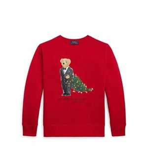 Polo by Ralph Lauren Tuxedo Christmas Tree Bear Boys Red Sweatshirt